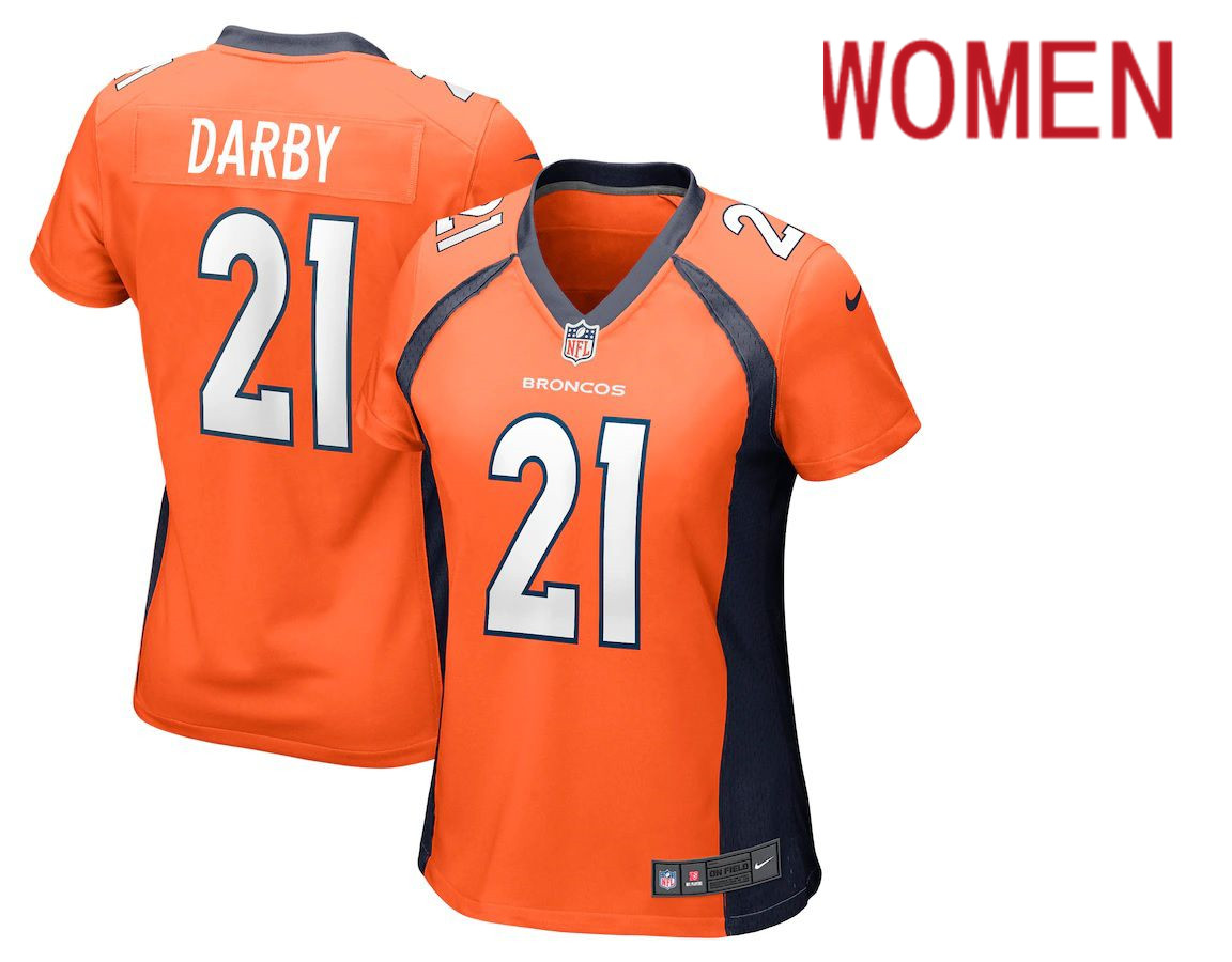 Women Denver Broncos #21 Ronald Darby Orange Nike Game NFL Jersey->women nfl jersey->Women Jersey